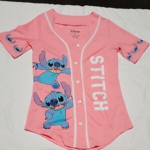 Disney Pink Stitch Button-Up Jersey